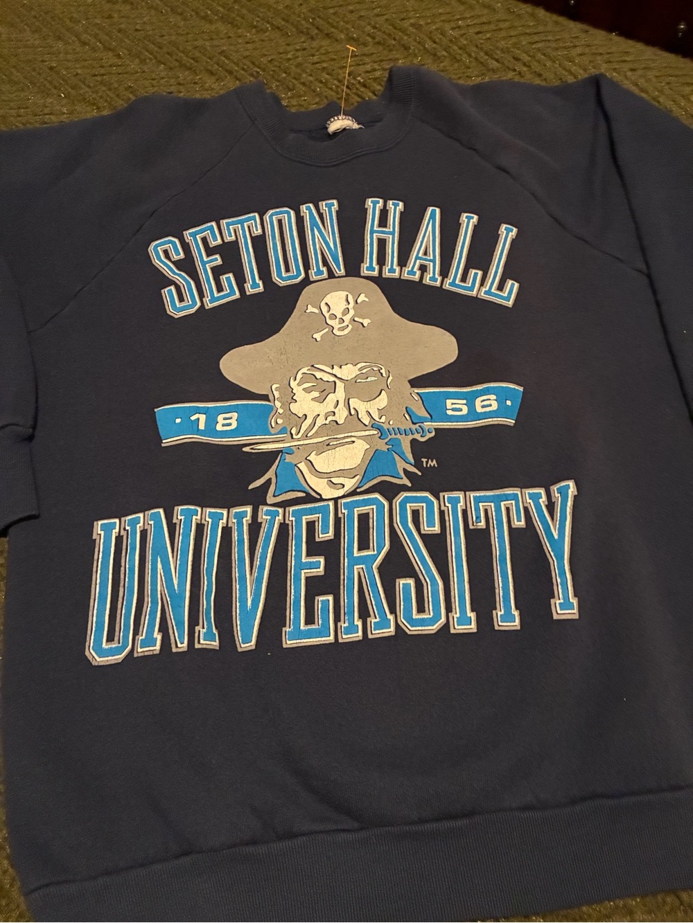 Seton hall University Blue Sweatshirt Sz S really good vintage condition